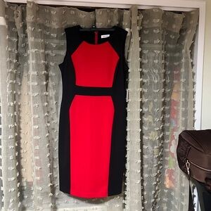 Calvin Klein Red and Black Midi Dress